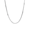 Minimalist men's titanium steel chain necklace with polished textured bead accents in silver. - Necklace / 45+5cm / Silver