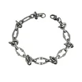Premium silver titanium steel chain necklace with industrial hip hop link design for men - Bracelet / 18cm