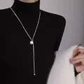 Elegante minimalistische silberne Schlangenkette mit Perlenanhänger für Damen - Verstellbarer Künstlicher Perlenstil / 70cm Länge