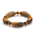 Natural yellow tiger eye stone bracelet featuring 11mm curved tube and round beads - Curved Tube Bracelet (Copper) / 11mm / Natural Yellow Tiger Eye