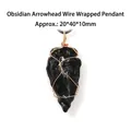Copper wire wrapped black obsidian arrowhead pendant necklace for jewelry making - Spear Dagger Style (26JDDRS11-1) / 20*40*10mm / Obsidian (Black)
