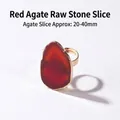 Verstelbare ring met natuurlijke rode agaat plak en vergulde rand voor een unieke look - Rode Agaat Schijf (Gouden Rand)