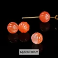 Natural carved South Red Agate melon shape bead approx 8mm for DIY jewelry handicraft - Pumpkin Bead / 8mm / Natural Icy Southern Red Agate Pumpkin Bead