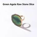 Verstelbare ring met natuurlijke groene agaat plak en goudkleurige rand voor haar - Groene Agaat Schijf (Gouden Rand)