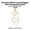 Handmade copper wire wrapped spearhead shaped imitation clear crystal pendant charm - Spear Dagger Style (26JDDRS11-1) / 20*40*10mm / Imitation White Crystal (Transparent)