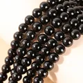 Hochwertige polierte natürliche schwarze Obsidianperlen für DIY-Schmuckherstellung - 4mm (Ca. 90 Stück) / Natürlicher Schwarzer Obsidian