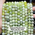 Natürliche Muscat-Milchschaum Xiuyan Jade 6mm Perlen für die DIY-Schmuckherstellung - 6mm (ca. 60 Stk.) / Natürlicher Grüner Tee Milchkappe Xiuyu Jade