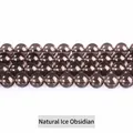 Perles rondes en obsidienne de glace naturelle translucide pour la création de bijoux - Obsidienne Glacée Naturelle