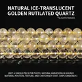 Natürliche goldene Rutilquarz-Rundperlen für die DIY-Schmuckherstellung und Design - 6mm ca. 60 Stk. / Natürlicher Eisiger Gold-Rutilquarz (Leicht Gewachst)