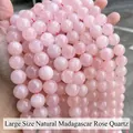 Perles rondes en quartz rose naturel de Madagascar pour la création de bijoux DIY - 14mm (environ 27 pièces) / Quartz rose naturel de Madagascar