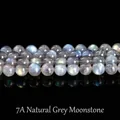 Premium 7A Natur-Graumondstein Labradorit Rundperlen mit starkem blauem Schimmer - 7A Natürlicher grauer Mondstein / 4mm Ca. 90 Stk. (Strang)