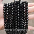 Professionelle schwarze Hochglanz-Glasperlen für DIY-Schmuckzubehör und Bastelarbeiten mit Perlen - 3mm / 108 Stück/Packung / Schwarz
