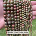 Vue détaillée de perles en pierre d'unakite naturelle de différentes tailles pour bijoux DIY - 4mm (Environ 90 Pcs) / Unakite