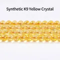 Hochwertige synthetische K9 gelbe Kristall-Rundperlen für DIY-Schmuckherstellung und Design. - 6mm ca. 60 Stk. / Synthetische K9 Citrinperlen