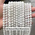 Natürliche weiße Mondsteinperlen Rundstränge für DIY handgefertigten Schmuck - 3A Natürlicher Blauer Mondstein