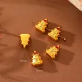 Matt vergoldete Wenchang-Pagode Zwischenperle mit rotem Emaille für DIY Schmuckbau - Wenchang Turm Perle / 10er Pack