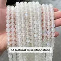 Hochwertige natürliche blaue Mondstein-Rundperlen für die DIY-Schmuckherstellung - 5A Natürlicher Blaumondstein