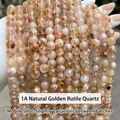 1A natürliche gelbe Phantomquarz-Perlen für DIY-Schmuckherstellung und Armbänder - 4-5mm (ca. 90 Stück) / 1A Natürliches Goldgelb