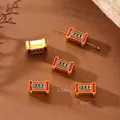 Matte Gold Emaille-Schriftrollen-Anhänger mit chinesischer Gravur für Armbänder. - Top Gelehrter Schriftrolle Perle / 10er Pack
