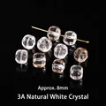 3A natuurlijke witte kwartskralen, gefacetteerde kubus, ca. 8 mm voor DIY sieraden - Vierkante Stijl (JDXFK24-75) / 1 Stuk/Verpakking (8mm) / 3A Natuurlijke Bergkristal