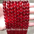 Lebhafte rote transparente Glasperlen für DIY-Schmuckherstellungszubehör. - 4mm / 90 Stück/Packung / Rot