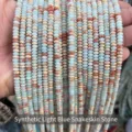 2mm synthetic light blue snakeskin stone abacus spacer beads for DIY jewelry making - Abacus Beads / Approx 4x2mm 145 Pieces/Pack / Synthetic Light Blue Snakeskin Stone