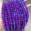 Perles rondes en calcédoine naturelle violette et bleue pour la création de bijoux DIY - 6mm environ 60pcs / Couleur Sugilite optimisée