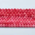 Perles rondes naturelles en calcédoine du Xinjiang couleur rhodonite pour bijoux DIY - 6mm environ 60pcs / Couleur aspect rhodochrosite