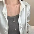 Minimalistische silberne Halskette mit Tropfenanhänger und verstellbarer langer Kette für Damen - Silber Verstellbarer Flaschenkürbis / 70cm Länge / Silber