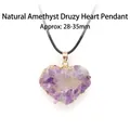 Pendentif en géode d'améthyste naturelle en forme de cœur avec bordure en métal doré - Pendentif Cœur en Géode d'Agate et Améthyste / Violet/Or