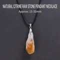 Collar con colgante de piedra de citrino natural de Brasil y cordón negro resistente - Piedra en Bruto de Citrino Natural