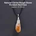 Pendentif en cristal jaune naturel brut sur cordon noir ciré simple - Pierre Brute de Citrine Naturelle