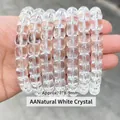 Bracciale artigianale in cristallo di rocca naturale con grani abaco AA, 7x8-9mm - Bracciale con Perline di Forma Antica Taglio Dritto / 7*8-9mm / Trasparente