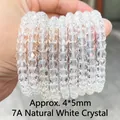 Bracciale in cristallo di rocca naturale sfaccettato 7A con perline da 4x5mm di qualità - Bracciale con Perline Rondelle Sfaccettate / 4*5mm / Trasparente