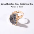 Natuurlijke Braziliaanse agaat geode ring verguld en verstelbaar - Natuurlijke Braziliaanse Agaat Geode (Goud)