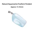 Pendentif en pierre d'aigue-marine bleu clair naturelle avec bélière, 15-35 mm - Pendentif Aigue-marine Forme Libre / Bleu clair