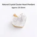 Pendentif cœur en druse de cristal blanc naturel avec bord doré pour bijoux DIY - Pendentif Cœur en Amas de Cristal (Cuivre) / Blanc