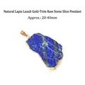 Natürlicher Lapislazuli-Rohstein-Scheibenanhänger mit eleganter Goldrandverzierung - Lapislazuli Goldkante Rohsteinscheibe Anhänger (Kupfer) / Dunkelblau