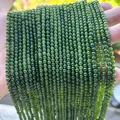 Lange Kette aus natürlichen, spinatgrünen Jaderundperlen für die DIY-Schmuckherstellung - Natürlicher Jaspis (Ca. 37 Stück) / 9-10mm / Spinatgrün