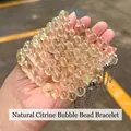 Elegantes natürliches zitronengelbes Kristall-Perlenarmband mit silberner Quaste - Citrin-Blasenperle (9mm) / Einzelstück / Zitronengelb