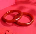 Natürlicher rot-oranger Achat-Armreif mit schmalem, rundem Design für Damen - Innendurchmesser 53-54mm / Roter Achat Armband