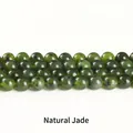 Polierte spinatgrüne natürliche Nephrit-Jade-Rundperlen für die Schmuckherstellung - Kanadischer Jaspis (Ca. 37 Stück) / 10mm / Spinatgrün