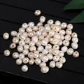 Natürliche Süßwasserperlen lose Perlen mit hohem Glanz und vorgebohrten Löchern DIY - Großlochperlen / 8-9mm (2.5mm Loch) / Natürliches Weiß