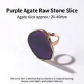 Elegante ring met paarse natuurlijke agaat plak en goudvergulde verstelbare band - Paarse Agaat Schijf (Gouden Rand)