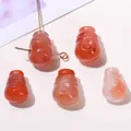 Small red carnelian agate lucky bag beads for DIY jewelry making in translucent orange - Three-way / 12-16mm / Natural Southern Red Agate Three-way Bead