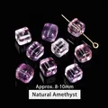 Natuurlijke paarse amethist suikerklontje kralen voor DIY sieraden - Vierkante Stijl (JDXFK24-75) / 1 Stuk (ca. 8-10mm) / Natuurlijke Amethist