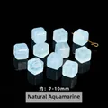 Kwaliteit natuursteen suikerklontje vierkante losse kralen voor DIY sieraden 7-10mm - Vierkante Stijl (JDXFK24-75) / 1 Stuk (Ca. 7-10mm) / Natuurlijke Aquamarijn