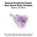 Natürlicher Amethyst-Kristall-Rohstein-Anhänger mit versilbertem Rand, Größe 20-30 mm - Amethyst Cluster Rohstein Silber Anhänger (Kupfer) / Lila (Silberrand)