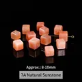 Natuurlijke 7A zonnesteen kubus kralen voor DIY sieraden maken in de maat 8-10mm - Vierkante Stijl (JDXFK24-75) / 1 Stuk (ca. 8-10mm) / Natuurlijke zonnesteen