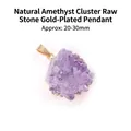 Pendentif en améthyste naturelle brute avec bélière dorée, taille de 20-30mm pièce. - Pendentif Améthyste Cristal Brut Doré (Cuivre) / Violet (Bord Doré)